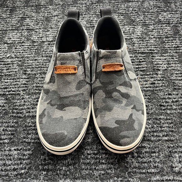 XTRATUF Women's Slip-On Sneakers - Black Canvas with Brown Suede Heel - Picture 2 of 16